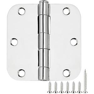 18 Pack Interior Door Hinges Polished Chrome 3.5 inch X 3-1/2" 5/8 Radius,3 "Bright Sliver Round Standard Hinge for Doors DIY Assembly Bifold Table Hardware Kit Home Accessories House Eseentials