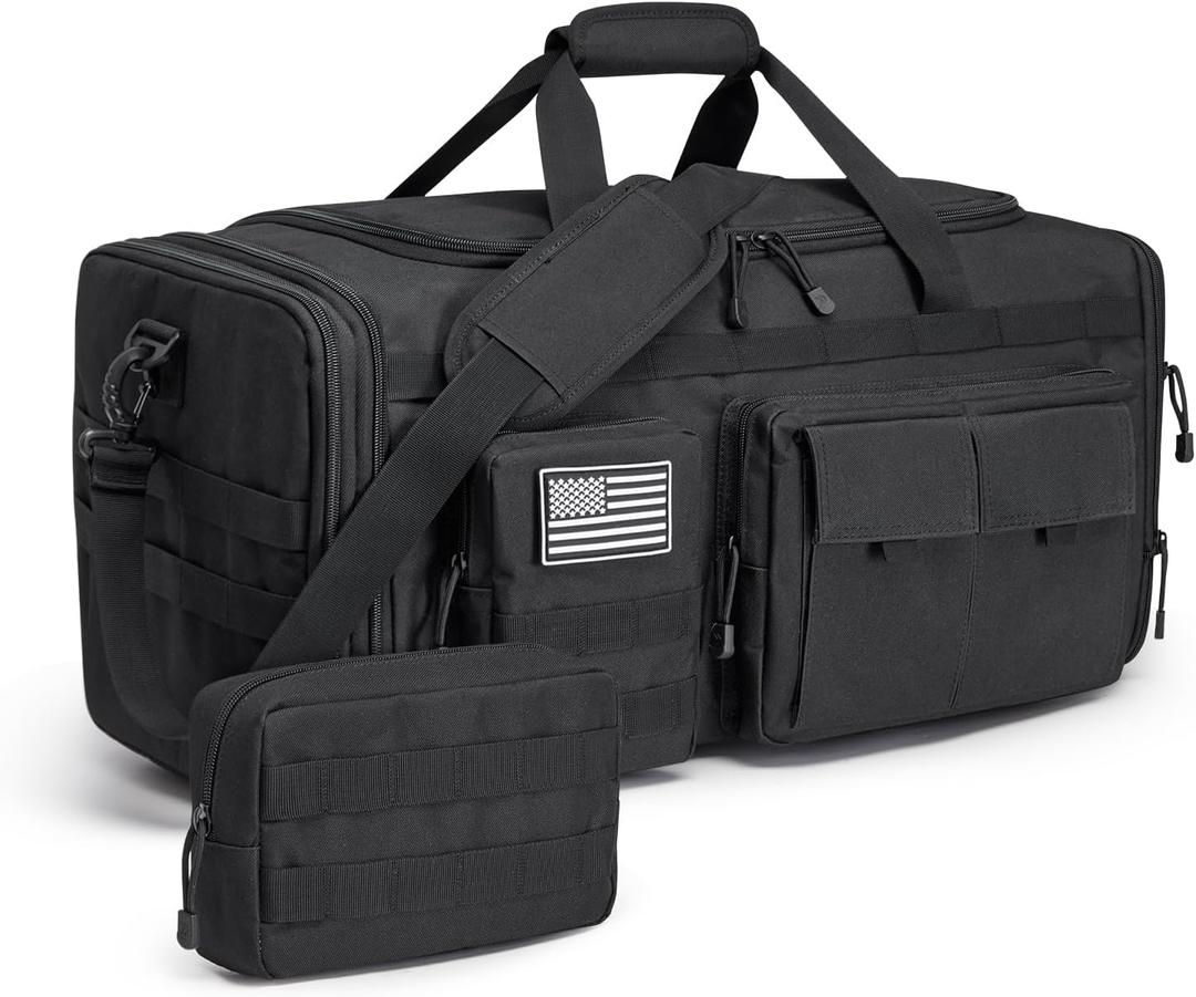 G4Free 3-in-1 Expandable 55L Duffle Bag for Travel Gym, Large Duffel Backpack for Men Women with Shoes Compartment, Black