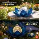 Huaxu Solar Lights Outdoor Garden Decoration Crackle Globe Glass Waterproof LED Metal Blue Lotus Flowers Gift for Mom,Women,Patio,Lawn,Walkway,Tabletop,Ground