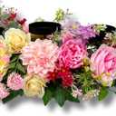 Candle Holder Centerpiece for Table Artificial Peonies Flowers,Rose Flowers and Morning Glory for Wedding Party Table Centerpieces Mixed Flowers Floral Arrangement Home Kitchen Decor