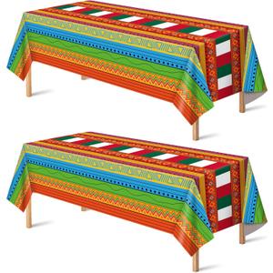 OHOME Cinco De Mayo Decorations - Fiesta Party Decorations - Fiesta Plastic Tablecloth for Taco - Mexican Theme Birthday Accessories Favors Decor,2 Pack