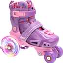 LKD Adjustable Kids Roller Skates for Boys Girls,Beginner Quad Skates,Indoor Outdoor Sports for Ages XS