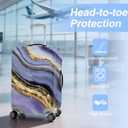 FOREVER QUEEN Luxury Golden Purple Marble Luggage Cover Suitcase Protector Suitcase Cover Anti-Scratch,Stretchable Bag Cover Washable Durable Polyester