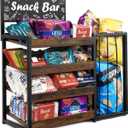 Candy Display Rack, 4 Tier Snack Display for Countertop,Wooden Counter Snack Organizer Frame Basket, Potato Chip Display Retail Display Shelf for Office, Store, Counter, Kitchen (Black)