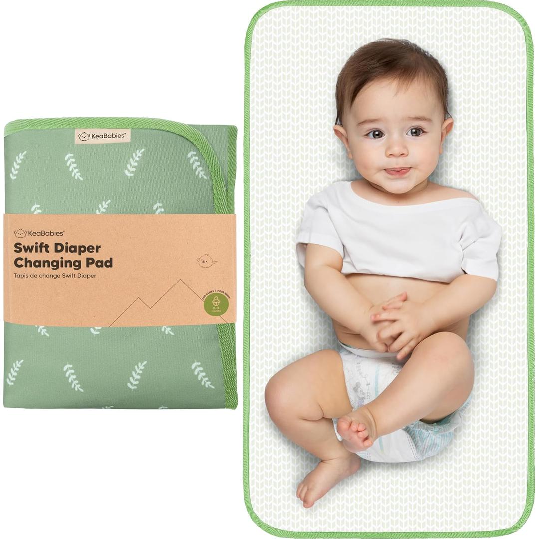 KeaBabies Portable Diaper Changing Pad, Easy Wipe Clean - Foldable Waterproof Baby Changing Mat for Diaper Bag, Compact, Lightweight, 25x13 Newborn, Infant, Baby Changer Travel Essential (Acacia)