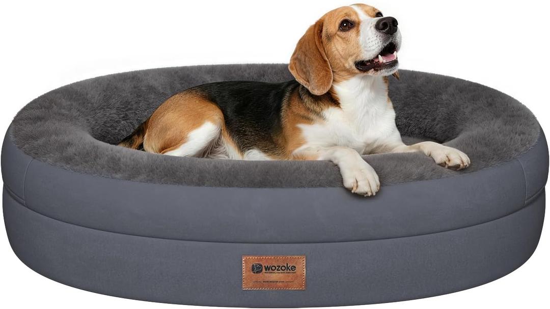 Orthopedic Dog Bed for Medium Dogs, Waterproof Dog Bed with Removable Bolsters, Egg Crate Foam Pet Couch for Medium Size Dog with Machine Washable Cover & Non-Slip Bottom, Dark Grey (35"L x 25"W x 7"Th)