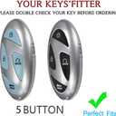 2 x for Hyundai Key Fob Cover Keyless Remote Smart Key Fob Shell with Keychain Fit for Hyundai Ioniq 6 Grandeur GN7 KONA (5 Buttons Black-Silver)
