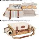 Multifunctional Wicker Picnic Basket Set for 4 with Blanket and Picnic Table, Insulated Picnic Set with Full Tablewares for Camping Outdoor Couples,Natural