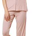 Women's Pajamas Sets 2 Piece Womens Short Sleeve Capri Pants Pajama Sets Tencel Rayon Cotton Pj Sets S-3XL (M)