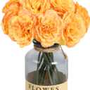 IPOPU Fake Carnations Orange Flowers Artificial 10PCS Carnations Flowers 11.4" Small Fake Flowers Silk Flowers with Stems of Baby Shower Decorations Table Decor Centerpieces (Orange)