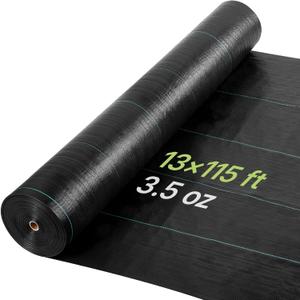 VEVOR Weed Barrier Fabric Heavy Duty, 13x115FT 3.5oz Landscape Fabric, Woven Weed Blocker Fabrics, Garden Fabrics Weeds Barrier, Weeds Control Ground Cover, Geotextile Webbing, Gardening Mat, Black