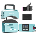 Hat Press, Mini Heat Press Machine for Caps, T-Shirt & More, Curved Heating Plate and Silicone Base, Fast Heating, No Crease, LCD Digital Temperature &Timer Control-Lake Blue