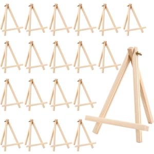 JAPCHET 20 Pack 9.4 Inch Wood Easel, Adjustable Small Wooden Easels Small Easel for Painting, Display and Home Decoration