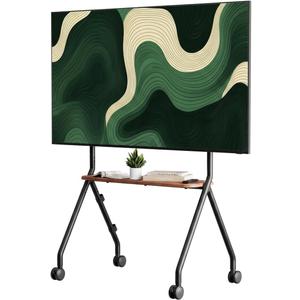 Easel Rolling TV Stand for 49-80 Inch TV Screen up to 110 LBS, Portable TV Stand with Wheels, Rolling TV Cart for Business, Office, School, Home, Black