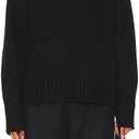 Aigeman Women Oversized Crewneck Chunky Knit Sweater Drapped Shoulder Long Sleeves Fall Pullover Sweaters Top Trendy Outfits (Black, S)