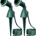 EDISHINE Dusk to Dawn 120V Outdoor Spotlight, Waterproof LED Outdoor Flood Stake Lights, E26 Base, Max 150W PAR38 Bulb (Not Included), 6FT Cord, 90 Adjustable Head, 2 Pack