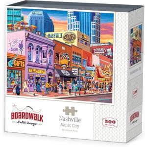 Nashville Music City by Boardwalk - 500 Piece Jigsaw Puzzle for Adults, Made in USA