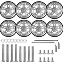 Zoofen 8 Pcs Luggage Replacement Wheels - 60 x 12mm Double Wheels, Rubber, Silver