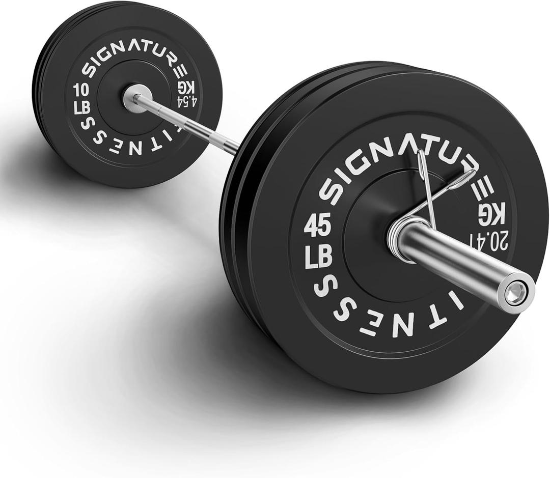 Fitvids Olympic 2" Bumper Weight Plates Set Including 160LB Weight Plates & 7FT Olympic Barbell Bar(205 Pounds Total)