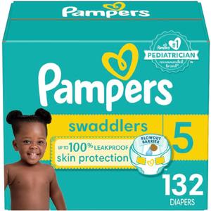 Pampers Baby Diapers - Swaddlers - Size 5, 132 Count, Ultra Absorbent Disposable Infant Diaper