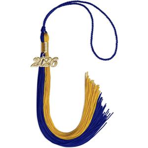 Endea Graduation Double Color Tassel with Gold Date Drop (Royal Blue/Bright Gold, 2026)