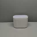 ELPHECO Mini Trash Can with Lid Small Desktop Trash Can with Lid, 5 Liter Automatic Garbage Bin, 1.3 Gallon Motion Sensor Countertop Waste Basket for Bedroom, Office, Bathroom, White with Grey Trim