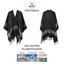 FINIZO Women's Shawl Wrap Ponchos Cape Cardigan Sweater Open Front for Gifts(Black) (Black)