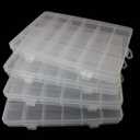 4packs Plastic Organizer Box 24 Grids Clear Storage Container Jewelry Box with Fixed Dividers for Beads Art DIY Crafts Jewelry Fishing Tackles (4pcs 24 Grids Box)