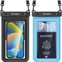 [Up to 8.5"] Floating Waterproof Phone Pouch, 2Pack Waterproof Phone Case with Lanyard for iPhone 16 15 14 Pro Max, Galaxy S24+ S23 S22, IPX8 Cellphone Dry Bag, Beach Essentials Travel Must Haves ([Black + Blue] 2Pack)