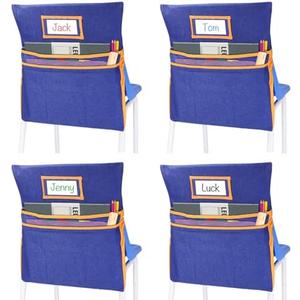 16PCS Chairback Buddy Pockets Chart with 2 Heavy Duty Storage Pocket,School Supplies Chair Back,Standard Denim Storage Organizer for Classroom Chair(Yellow)