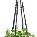 Mkono 43 Inch Macrame Plant Hanger Large for up to 12 Inch Pot Extra Long Hanging Plant Holder No Tassels Hanging Planter Basket with Wood Beads for Indoor Outdoor Boho Home Decor, Black