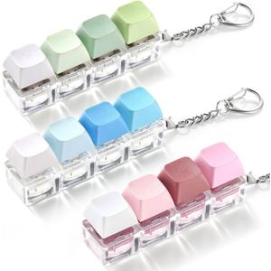 3 Pack Keyboard Fidget Toy Clicky, Creamy & Silent Stress Relief Fidget Clicker Keychain Quiet Fidget Toys for Adults, Boost Focus & Calm Anxiety at Work, Travel Ideal Stress-Relief Gift