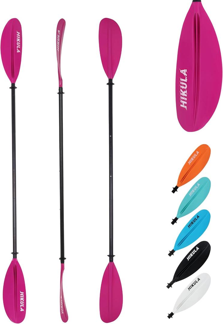 Kayak Paddles Aluminum Shaft Paddle with Nylon Blades, Floating Adjustable Kayaking Oars, 3 Piece, 220-240cm/86-94 Inches,Black/Rose/Teal