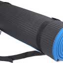 Fitvids All-Purpose 2/5-Inch (10mm) Extra Thick High Density Anti-Slip Exercise Pilates Yoga Mat with Carrying Strap, Multiple Colors (Black)