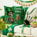 2 x GAGEC St Patricks Day Pillow Covers 18x18 Inch Skeleton Decor St Patricks Day Decorations Skeleton Pillow Covers Spooky Skull Throw Pillowcase Holiday Cushion Case for Home Sofa Couch Decor
