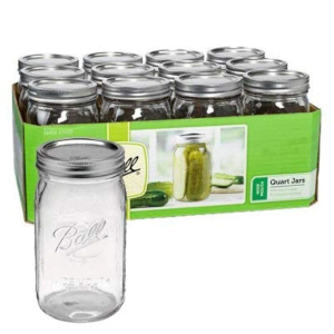 Loew-Cornell Ball Mason Jar 32oz Wide Mouth, Clear - 12 Pack