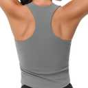 MAGCOMSEN Women's Crop Workout Tank Tops with Built in Bra Fitted Racerback Sleeveless Yoga Shirts Camisole (Gray, M)
