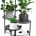 Plant Stand Indoor Outdoor, 3/4 Tier 30" Tall Metal Flower Pot Holder Shelves for Multiple Plants, Multi Tiered Planter Rack Display Shelf for Patio Garden Living Room Corner(Black)