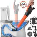 Electric toilet plunger,Toilet Auger with Pressure Gauge, Electric Drain Snake for Clogged Toilet, High-Pressure Toilet Auger, plungers for bathroom,Pneumatic Toilet Auger Tool