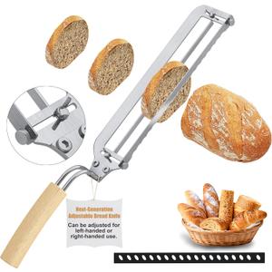 Left-Handed Adjustable Bread Knife for Homemade Bread with Precision Thickness Guide - Sourdough Bread Slicer for Homemade Bread & Sourdough Loaves, Sharp Serrated Steel Blade for Baguettes