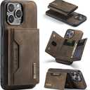 2 in 1 Detachable Wallet Phone Cases Compatible with iPhone 16 Pro Case with Card Holder Men 6.3'' Magnetic Leather Cover (Coffee,iPhone 16 Pro)
