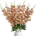 8PCS Delphinium Artificial Flowers 33.5'' Larkspur Silk Flowers Faux Long Stem Flowers for Wedding Table Centerpieces Home Garden Decor(Brown)