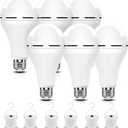 A21 6PK Emergency-Rechargeable-Light-Bulb, Keep Lighting During Power Outage, 12W 6500K LED 65W Equivalent Light Bulbs, 1200 mAh Battery Backup Light Bulbs for Home Power Failure (6500k Cool White)