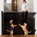 55 Inch Wide Retractable Baby Gate for Stairs, 42 Tall Dog Gate Extra Wide with Child Lock, Length-Adjustable Indoor Mesh Gates Suitable for Stairs, Rooms and Kitchen