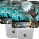 2Pack Halloween Night Light Plug-in,Dusk to Dawn Smart Sensor Led Nightlight for Bedroom Bathroom Kitchen Hallway Stairs Energy Efficient Decor Desk Lamp (color-12)