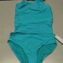 Lands' End Girls' UPF 50+ Swim Bikini Bottom and Racerback Tankini Set, Ceramic, Large
