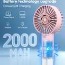 Portable Personal Misting Fan, Handheld Rechargeable Cooling Fan, 3-Speed, Suitable for Travel, Beach and Office Use Pink