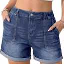  PINKMSTYLE Womens Jean Shorts High Waisted Denim Short (Blue)