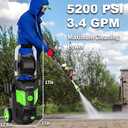 Electric Pressure Washer, 5200 PSI Max 3.4 GPM, High Pressure Cleaning Machine with Foam Cannon, 35 FT Power Cord, 20 FT Hose, 4 Connect Nozzles Hose Reel for Cars/Patio/Garage