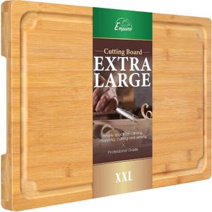 2XLarge Cutting Board, 20" Bamboo Cutting Boards for Kitchen with Juice Groove and Handles Kitchen Chopping Board for Meat Cheese board Heavy Duty Serving Tray, 2XL, Empune, 20"L x 14"W